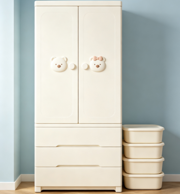 Cartoon style children's wardrobe – high capacity storage